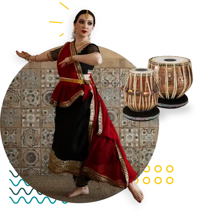 Indian classical dance form kathak and Indian instrument Tabla